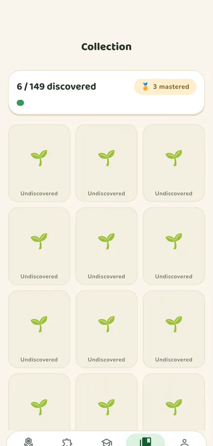 Herbarium collection screen